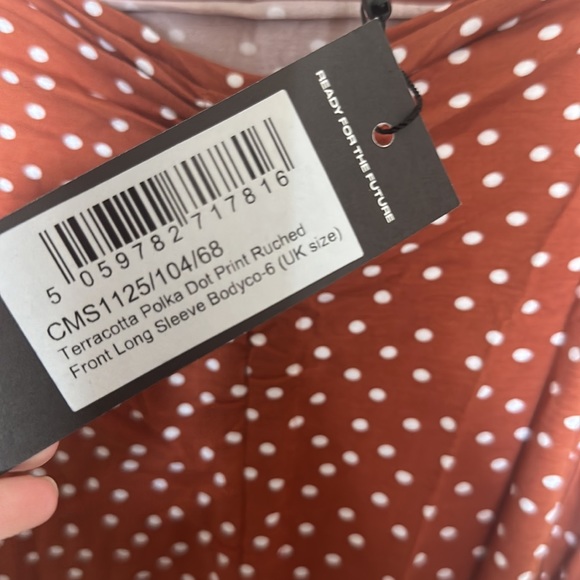 PrettyLitttle Thing Polka Dot Ruched Long Sleeve Bodycon Dress in the Size 2 - Picture 5 of 5